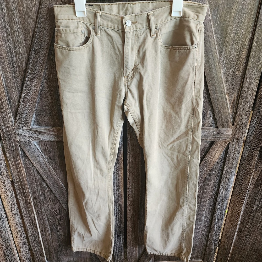 Levis Jeans Men's 33x31 Beige Khaki Cotton Straight Fit Lightweight White Tag